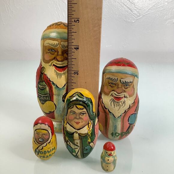 VGT Santa Claus Soviet Union Russia Matryoshka 1996 Nesting Dolls 5 complete - Picture 10 of 12